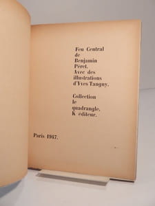 Feu central de Benjamin Péret. Avec des illustrations d'Yves Tanguy.