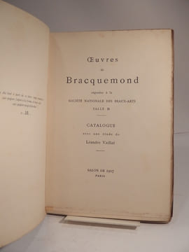 Oeuvres de Bracquemond exposées à la Société Nationale des Beaux-Arts, salle D. Catalogue avec une étude de Léandre Vaillat.. BRACQUEMOND, VAILLAT ...