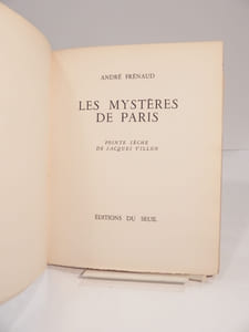 Les Mystères de Paris. Préface de P. Eluard. Pointe sèche de Jacques Villon.