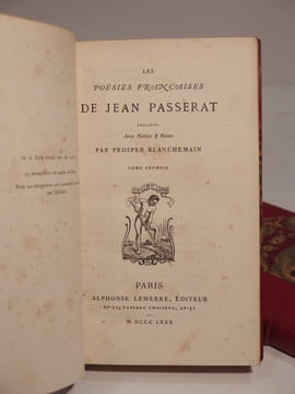 Les Poésies françaises de Jean Passerat, publiées avec Notice & Notes par Prosper Blanchemain.. PASSERAT (Jean), BLANCHEMAIN (Prosper)
