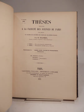 Thèses présentées à la Faculté des Sciences de Paris pour obtenir le grade de Docteur ès Sciences mathématiques, par M. Gaston Darboux. Sur les ...