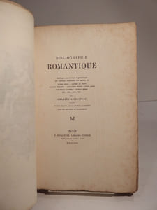 Bibliographie romantique. Catalogue anecdotique et pittoresque des éditions originales des oeuvres de Victor Hugo - Alfred de Vigny - Prosper Mérimée - Alexandre Dumas - Jules Janin - Théophile Gautier - Pétrus Borel - etc. Par Charles Asselineau. Seconde édition, revue et très-augmentée. Avec une eau-forte de Bracquemond.
