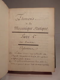 MANUSCRIT : Elemens de mécanique statique.