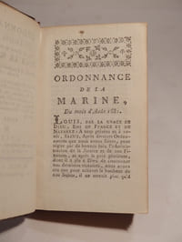 Ordonnance de la Marine, du mois d'Août 1681. [...] Ordonnance de Louis XIV, Roi de France et de Navarre, pour la Marine, donnée à Fontainebleau, au mois d'Août 1681. Tome IX.