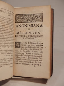 Anonimiana ou Mélanges de poésies d'éloquence et d'érudition.