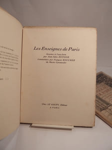 Les Enseignes de Paris, gravées à l'eau-forte par Jean-Jules Dufour, commentées par François Boucher du Musée Carnavalet. 2 volumes.
