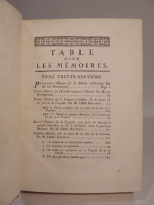 Mémoires de Littérature, tirés des Registres de l'Académie royale des Inscriptions et des Belles-Lettres, depuis l'année M.DCCLXX (1770), jusques et compris l'année M.DCCLXXII (1772). Tome trente-neuvième.