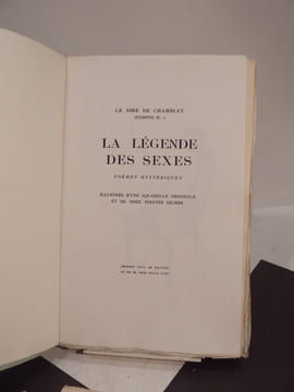 La Légende des Sexes. Poëmes hystériques. Illustré d'une aquarelle originale et de seize pointes sèches. [ENRICHI DE:] Suite complète de 12 ...