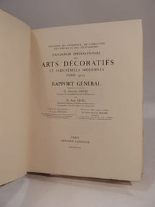 Exposition internationale des Arts décoratifs et industriels modernes Paris 1925. Rapport général présenté au nom de M. Fernand David par M. Paul Léon. VOLUME 5 : Section artistique et technique : Accessoires du Mobilier (Classes 9 à 12).