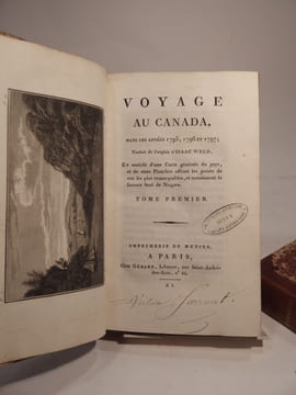 Voyage au Canada, dans les années 1795, 1796 et 1797 ; traduit de l'anglais d'Isaac Weld, et enrichi d'une carte générale du pays, et de onze planches ...