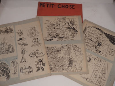 Clichés d'imprimerie sur papier de Le Petit Chose d'Alphonse Daudet, illustré par André Collot.