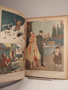 A coups de baïonnette. 330 dessins en noir et en couleurs de Gus Bofa, Cappiello, Guillaume, Henriot, Iribe, Léandre, Poulbot, Willette, Zislin, etc. : Les Canards, La Question des Loyers, Nos amis les Russes, Les Fräulein, Les Pacifistes, Les Gendarmes, C'est la Guerre, La Guerre et les Femmes, Le Communiqué de 15 Heures, Les Bourreaux de Lille, Notre Soeur l'Italie, Un Mois à Potsdam, Nos Africains. (Tome 5.)