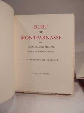 Bubu de Montparnasse, par Charles-Louis Philippe. Préface de Marcelle Marquet. Illustrations de Marquet.. PHILIPPE (Charles-Louis), MARQUET, DARAGNES