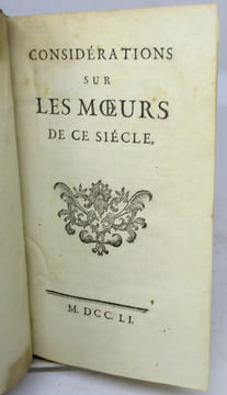 Considérations sur les moeurs de ce siècle. ANONYME (Charles Pinot DUCLOS)