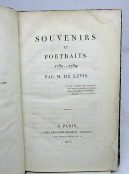 Souvenirs et portraits. 1780-1789. de LEVIS (Pierre-Marc-Gaston)