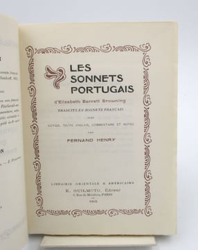 Les Sonnets portugais (...) traduits en sonnets français. BROWNING (Elizabeth Barrett), Henry (Fernand)