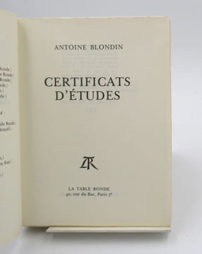 Certificats d'études. BLONDIN (Antoine)
