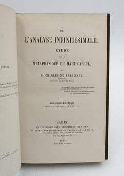 de l'Analyse infinitésimale. Etude sur la métaphysique du haut calcul. de FREYCINET (Charles)