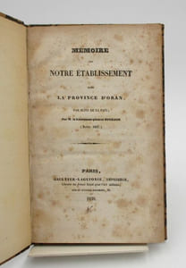 Mémoire sur notre établissement dans la province d'Oran, par suite de la paix