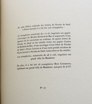 Lettres de Nicolas de Staël à Pierre Lecuire. DE STAËL (Nicolas)