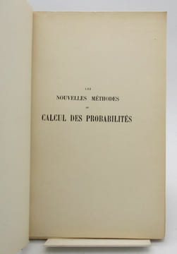 Les Nouvelles Méthodes du calcul des probabilités. BACHELIER (Louis)