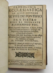 Cronologia ecclesiastica la quale contiene le vite de' pontefici da S. Pietro sino al regnante Alessandro VIII