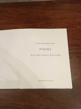 Poems. BALDESSARI (John); WILLIAMS (William Carlos)