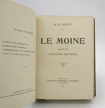 Le Moine raconté par Antonin Artaud. LEWIS (Matthew Gregory); ARTAUD (Antonin)