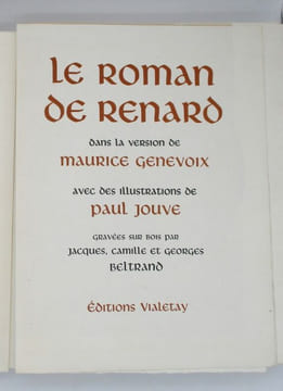 Le Roman de Renard. GENEVOIX (Maurice); JOUVE (Paul)