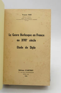 Le Genre Burlesque en France au XVIIe siècle