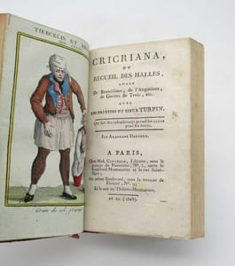 Comédiana ou Recueil choisi d'anecdotes dramatiques, bons mots des comédiens, et réparties spirituelles, de bonhomie et de naïveté du parterre [suivi de:] Cricriana, ou Recueil des Halles, suite de Brunétiana, de l'Angotiana, de Guères de Trois avec les facéties du Sieur Turpin