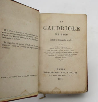 La Gaudriole de 1860. Chansons et chansonnettes nouvelles. [COLLECTIF]