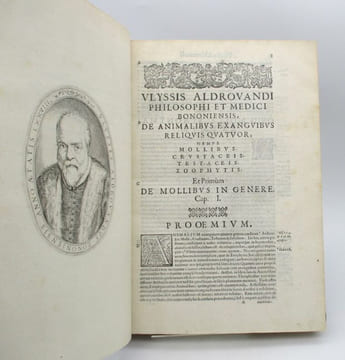 De Reliquis Animalibus exanguibus libri quatuor, post mortem eius editi : Nempè De Mollibus, crustaceis, textaceis et zoophytis. ALDROVANDI (Ulisse)