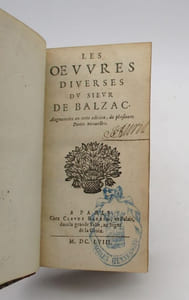 Les Oeuvres diverses du sieur de Balzac