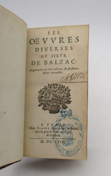 Les Oeuvres diverses du sieur de Balzac. BALZAC (Jean-Louis Guez de)