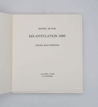 Récapitulation 2000. BUTOR (Michel); MACCHERONI (Henri)