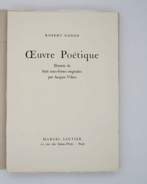 Oeuvre poétique. GANZO (Robert); VILLON (Jacques)