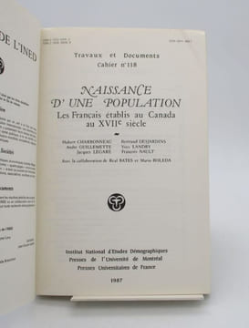 Naissance d'une population : Les Français établis au Canada au XVIIe siècle. COLLECTIF