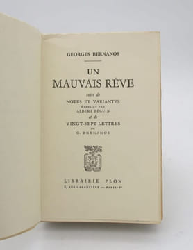 Un mauvais rêve. BERNANOS (Georges)
