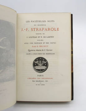 Les Facétieuses nuits du seigneur J.-F. Straparole. STRAPAROLA (Gianfrancesco)