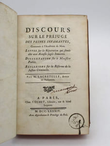 Discours sur le préjugé des peines infamantes