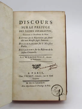 Discours sur le préjugé des peines infamantes. LACRETELLE (Pierre-Louis de)