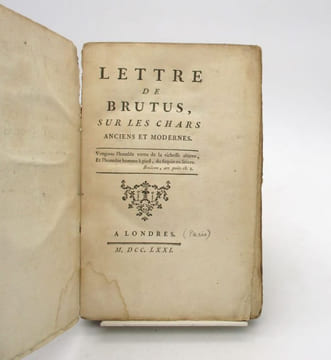 Lettre de Brutus, sur les chars anciens et modernes.. DELISLE de SALES