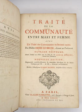 Traité de la communauté entre mari et femme. LE BRUN (Denis)