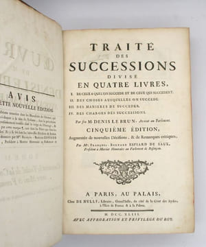 Traité des successions divisé en quatre livres. LE BRUN (Denis)