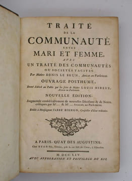 Traité de la communauté entre mari et femme. LE BRUN (Denis)