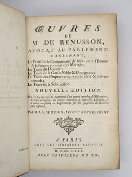 Oeuvres de M. de Renusson. RENUSSON (Philippe de)