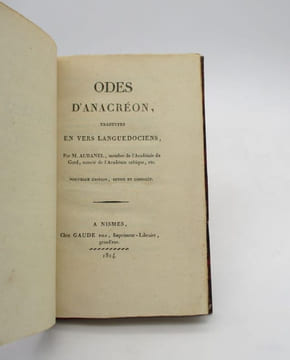 Odes d'Anacréon traduites en vers languedociens. AUBANEL (Louis)