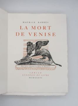 La Mort de Venise. BARRÈS (Maurice); WAROQUIER (Henry de)