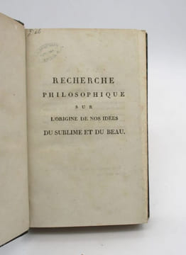 Recherche philosophique sur l'origine de nos idées du sublime et du beau. BURKE (Edmund)